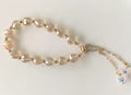 Champagne Faceted Crystal Adjustable Slider Bracelet with Gold Chain & AB Crystal Drops