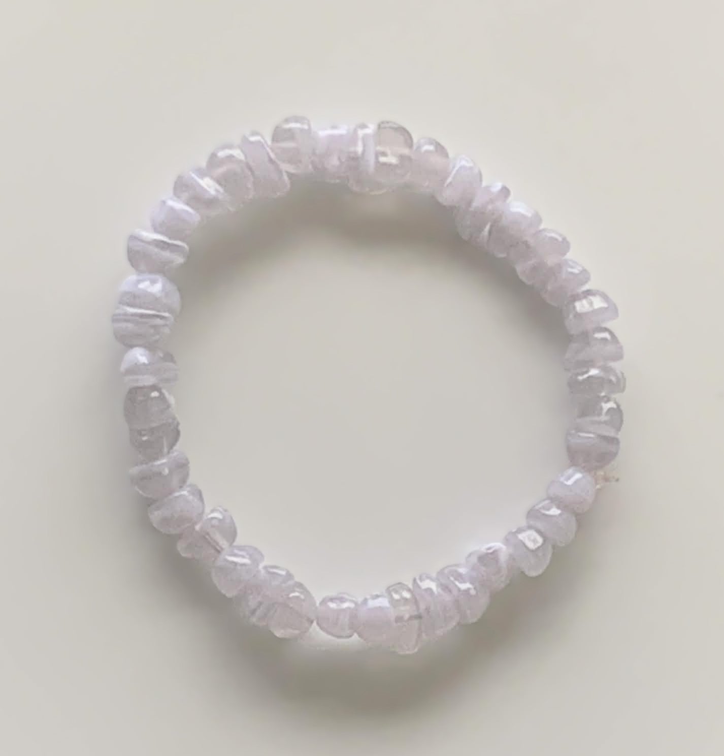 White Opalite Faceted Rondelle Stretch Bracelet