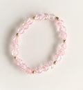 Pink Crackle Glass & Gold Bead Stretch Bracelet