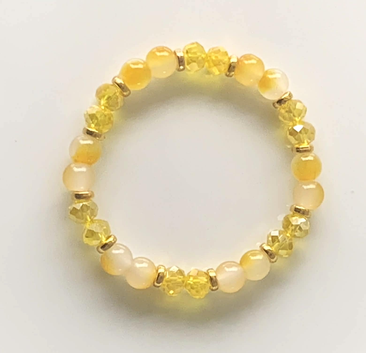 Yellow Crystal & Cat's Eye Stretch Bracelet