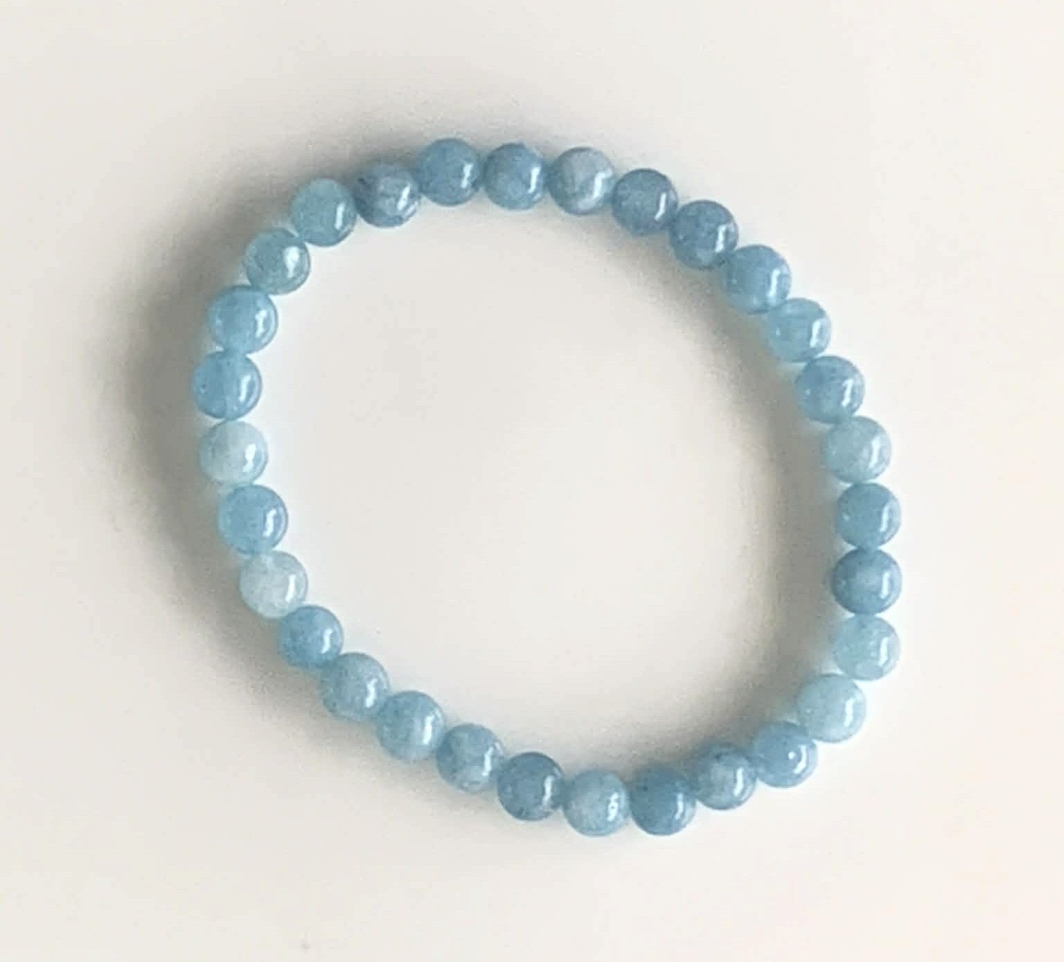 Aquamarine Stone Beaded Stretch Bracelet