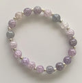 Purple & Grey Faceted Beaded Stretch Bracelet