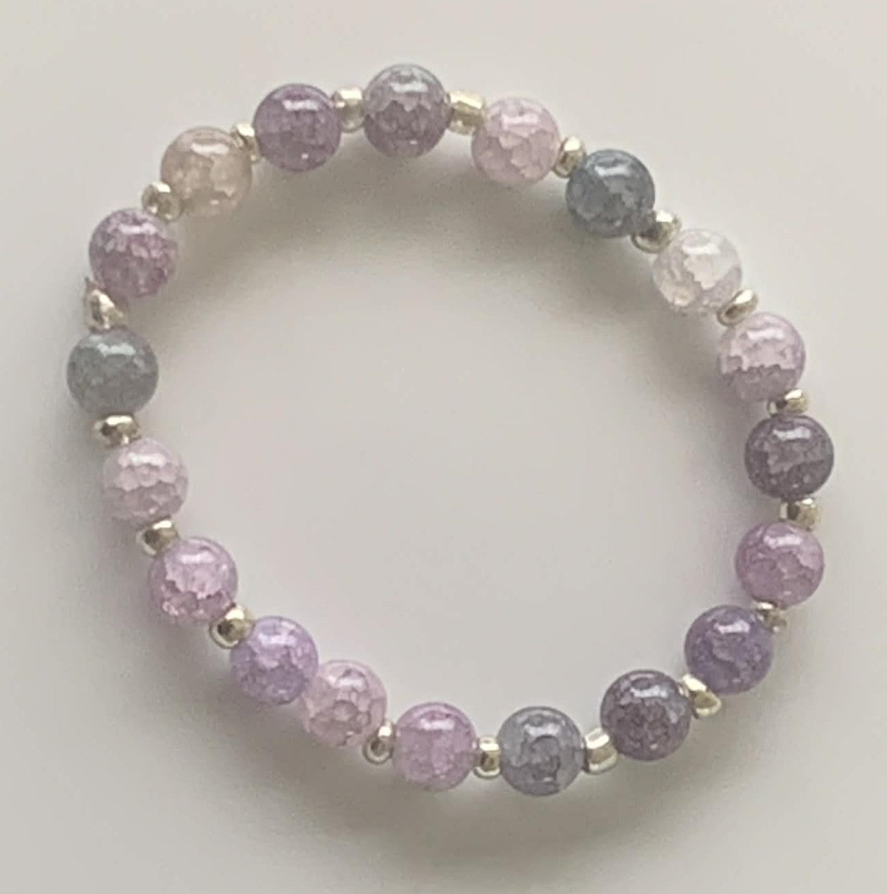 Purple & Grey Faceted Beaded Stretch Bracelet