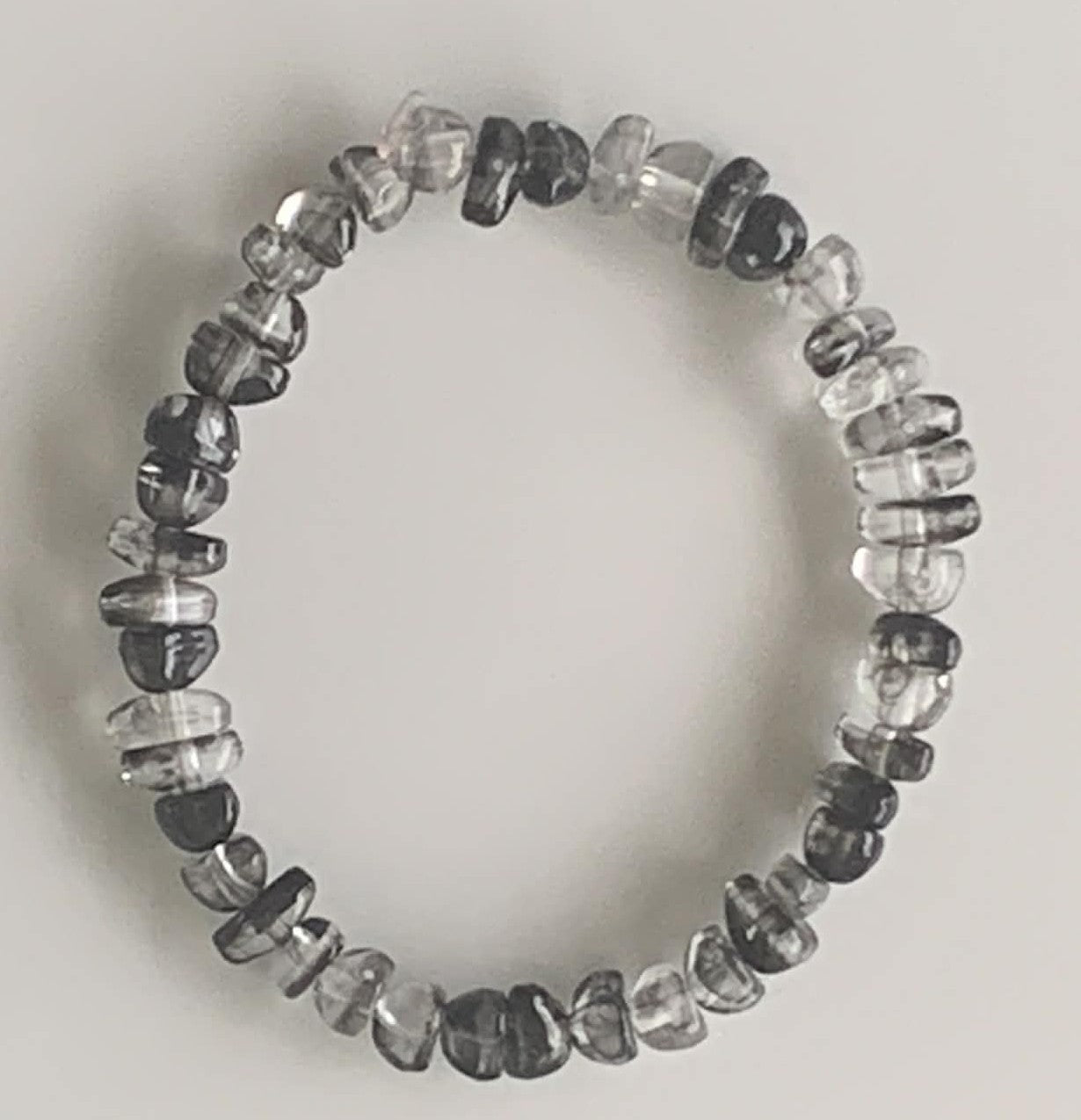 Black Rutile Quartz Chip Stone Stretch Bracelet