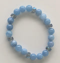 Sky Blue Jade & Smoky Crystal Cube Stretch Bracelet