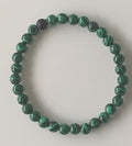 Malachite Round Bead Stretch Bracelet with Lava Stone Accent