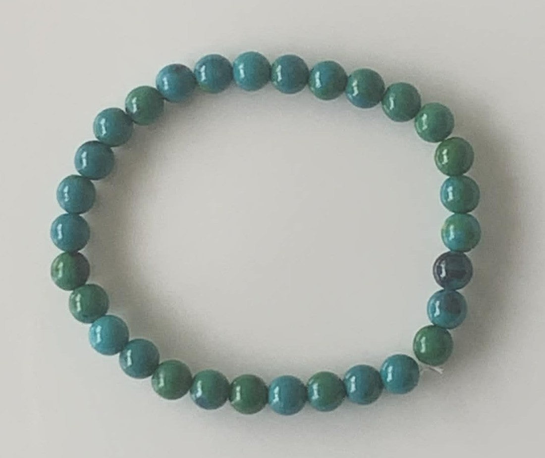 Teal Apatite Round Bead Stretch Bracelet