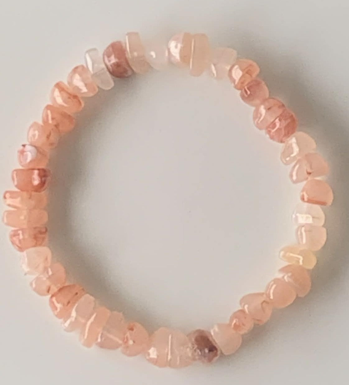 Peach Moonstone Chip Stone Stretch Bracelet