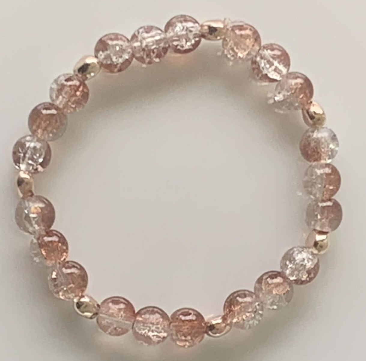 Gold Crackle Glass Beaded Stretch Bracelet