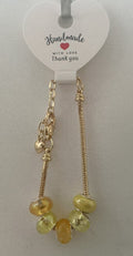 Lemon Yellow & Gold Murano-Style Charm Bead Gold Snake Chain Bracelet with Heart Charm
