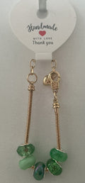 Emerald & Sage Green Murano-Style Charm Bead Gold Snake Chain Bracelet