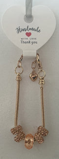 Rose Gold Rhinestone Pave Bead Gold Snake Chain Bracelet
