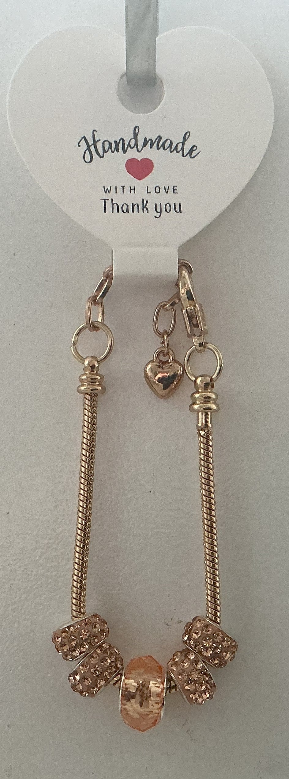 Rose Gold Rhinestone Pave Bead Gold Snake Chain Bracelet