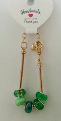 Mixed Green Murano-Style Charm Bead Gold Snake Chain Bracelet