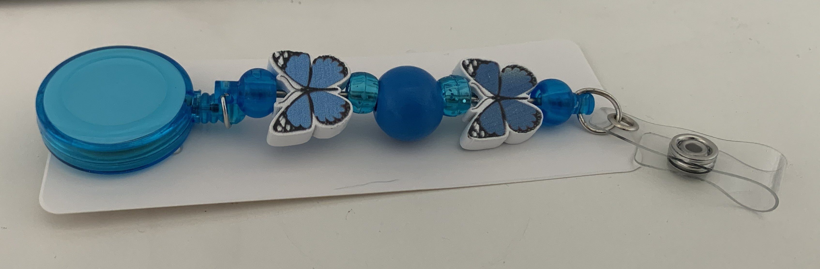 Handmade Butterfly Beaded Belt Clip - Teal