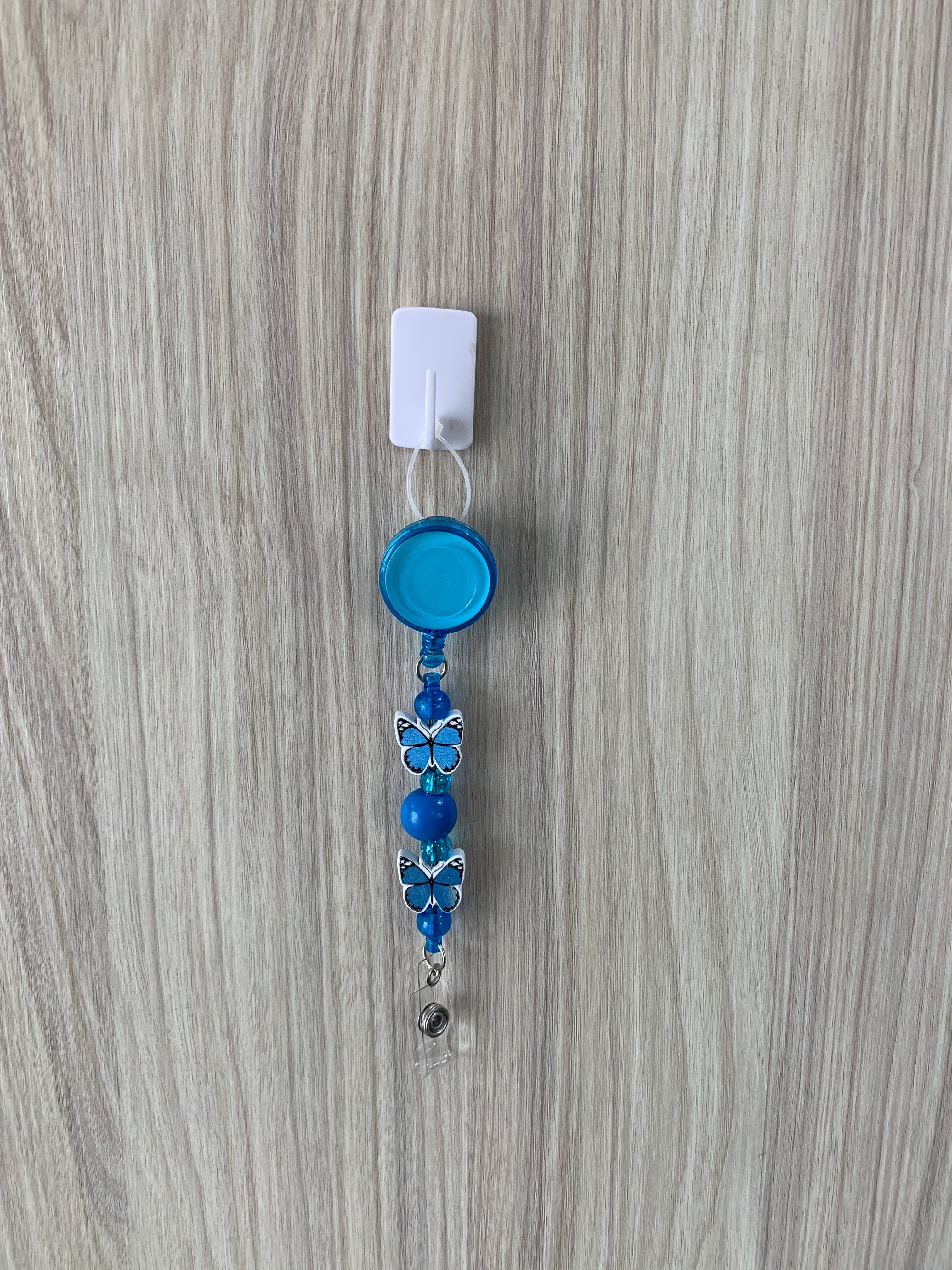 Handmade Butterfly Beaded Belt Clip - Teal