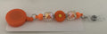 Handmade Daisy & Crystal Beaded Belt Clip - Orange