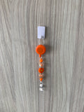 Handmade Daisy & Crystal Beaded Belt Clip - Orange