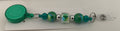 Handmade Iridescent & Crystal Beaded Belt Clip - Green