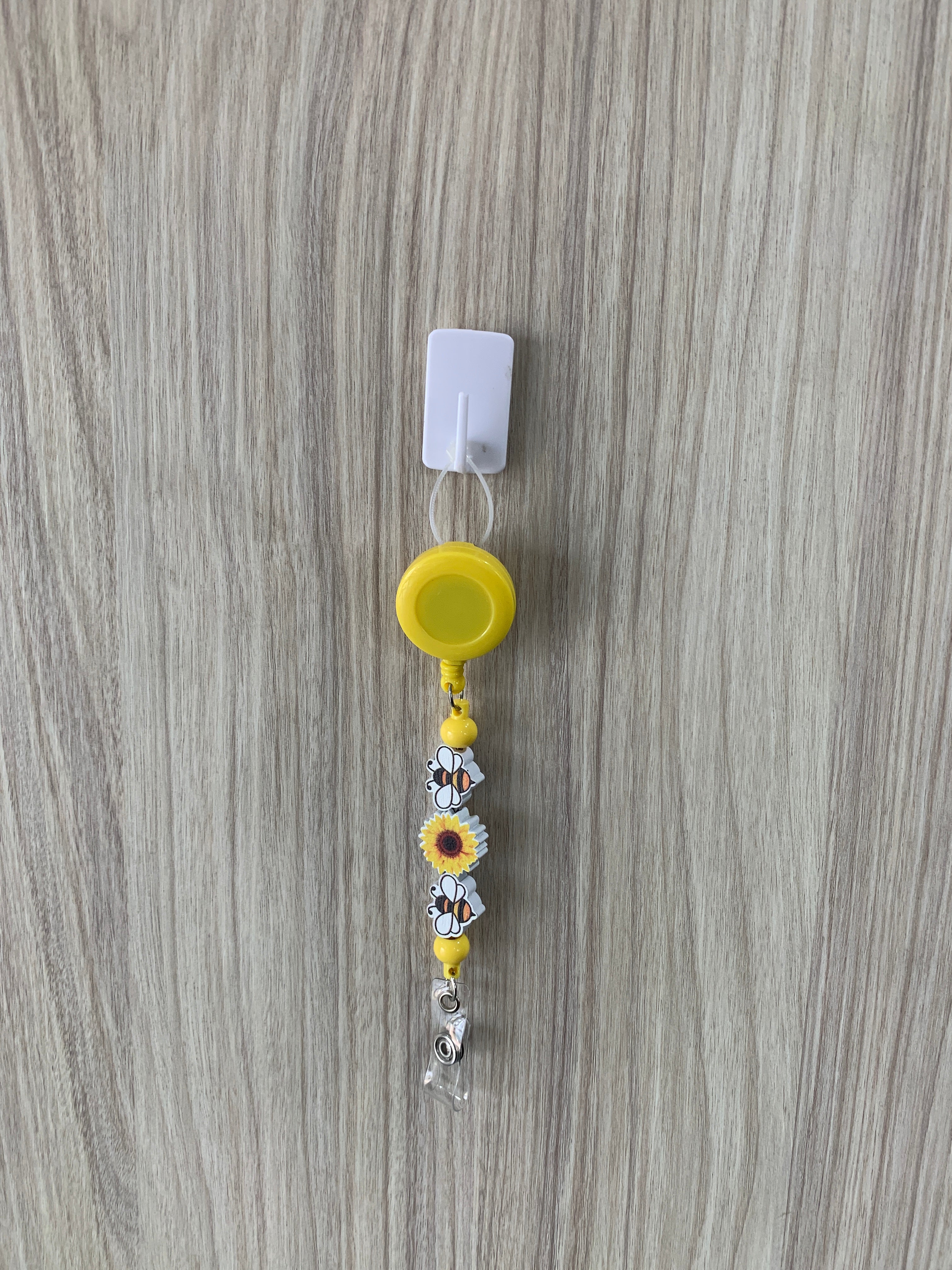 Handmade Bee & Sunflower Beaded Belt Clip - Yellow