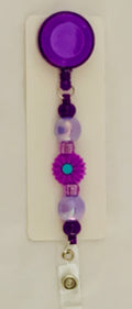 Handmade Purple Flower Beaded Belt Clip - Purple