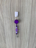 Handmade Purple Flower Beaded Belt Clip - Purple
