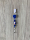 Handmade royal blue owl beaded belt clip