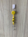 Handmade yellow bumblebee beaded belt clip