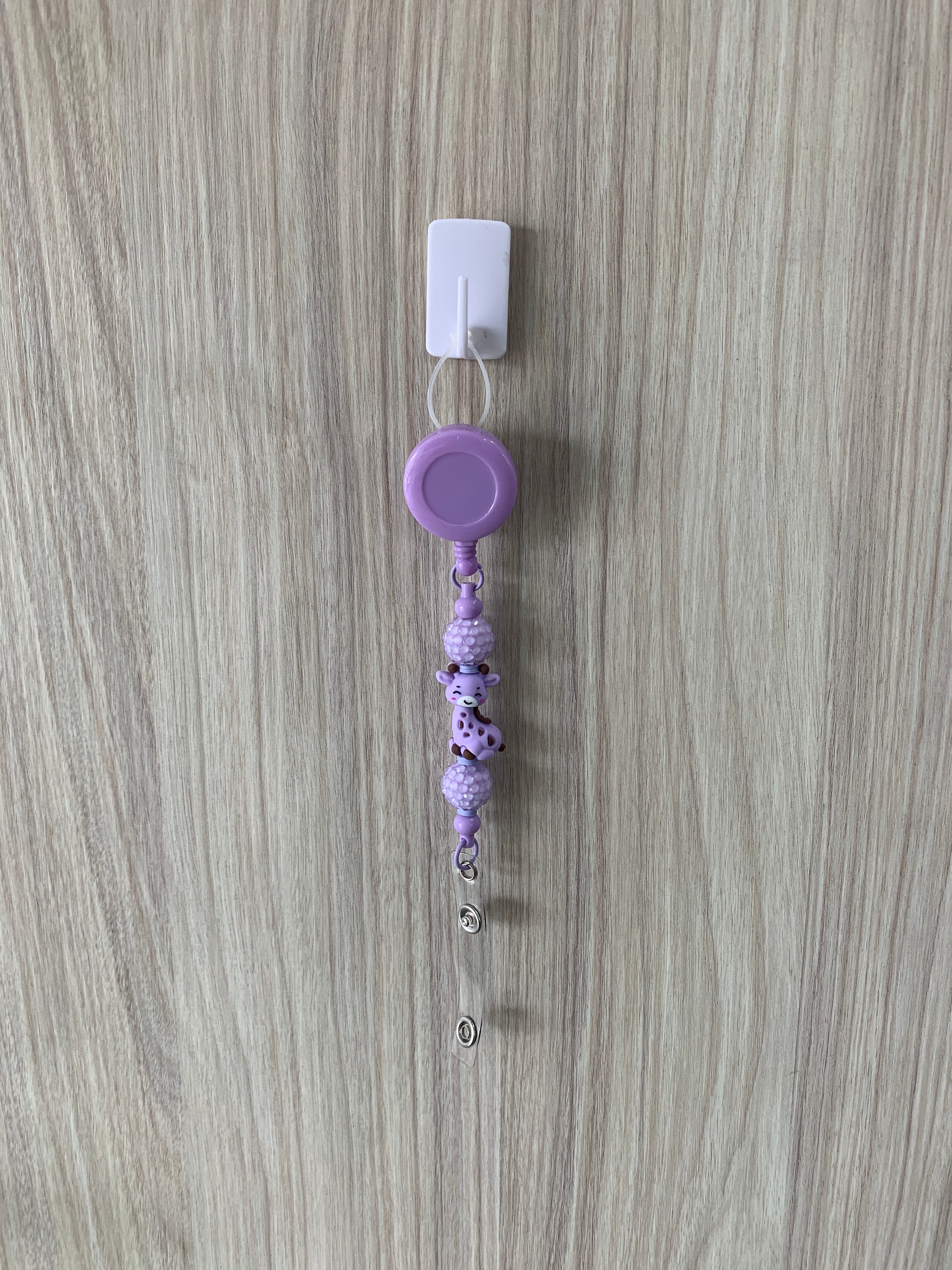 Handmade lilac cow beaded belt clip