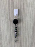 Handmade Cat & Crystal Beaded Belt Clip - Black