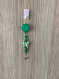 Handmade emerald green iridescent butterfly beaded belt clip