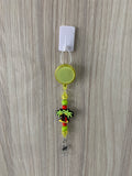 Handmade lime green palm tree beaded belt clip