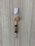Handmade cream and brown teddy bear beaded belt clip