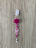 Handmade hot pink and rose butterfly beaded belt clip
