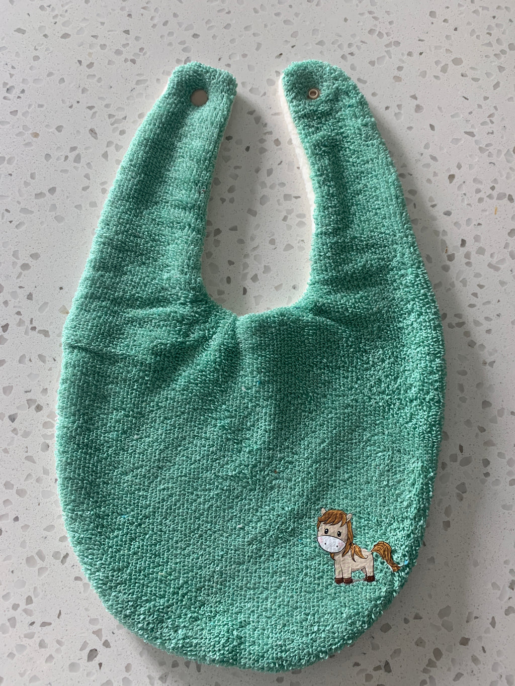 Baby Bib - Mint Green Pony Embroidery