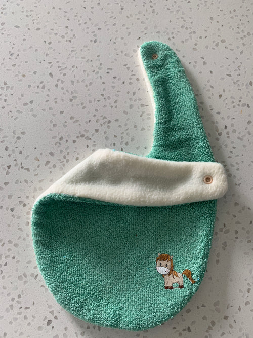 Baby Bib - Mint Green Pony Embroidery