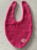 Baby Bib - Hot Pink Flower Heart Embroidery