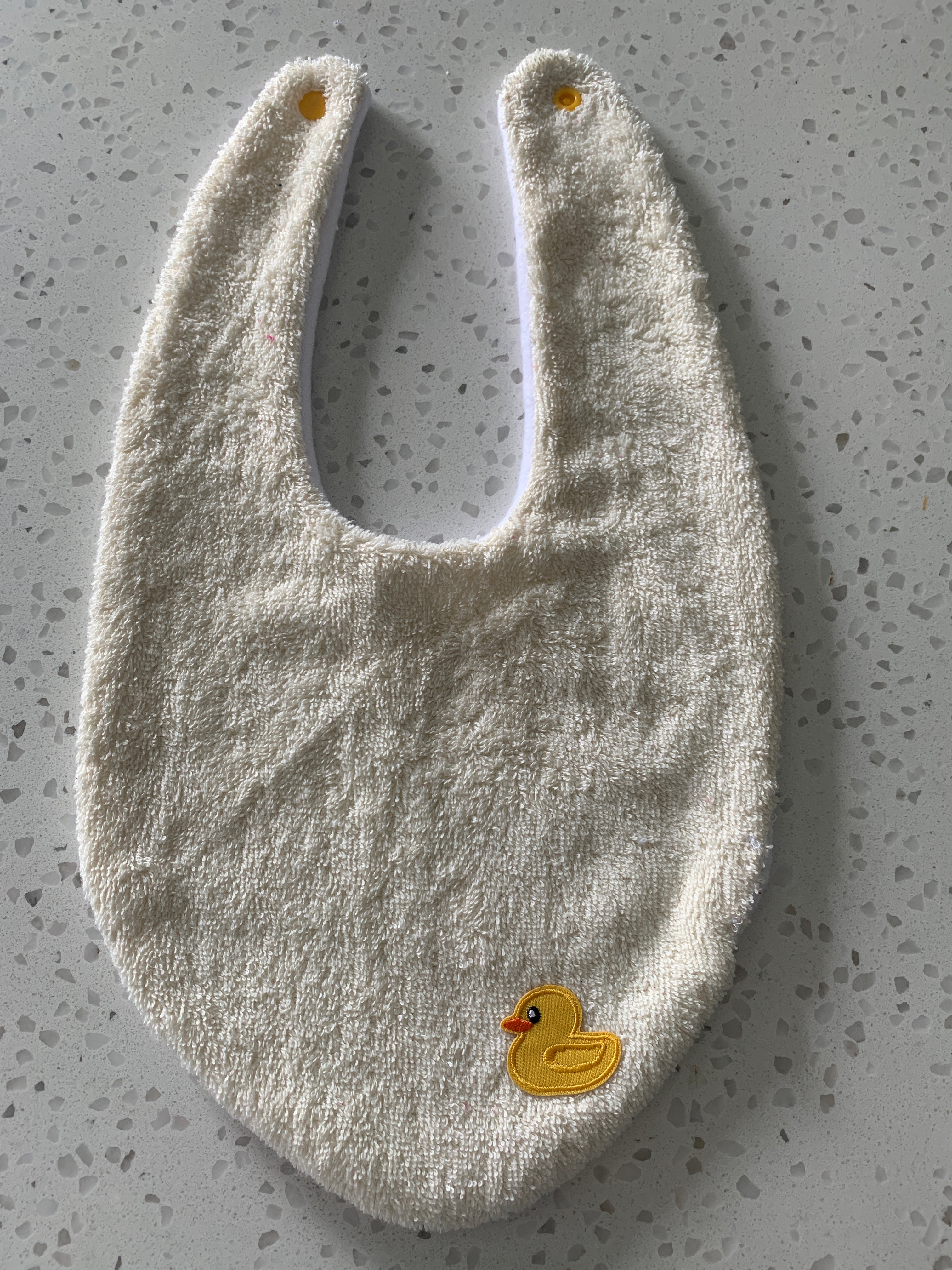 Baby Bib - Cream Rubber Duck Embroidery