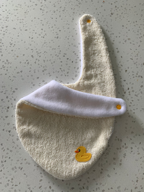 Baby Bib - Cream Rubber Duck Embroidery