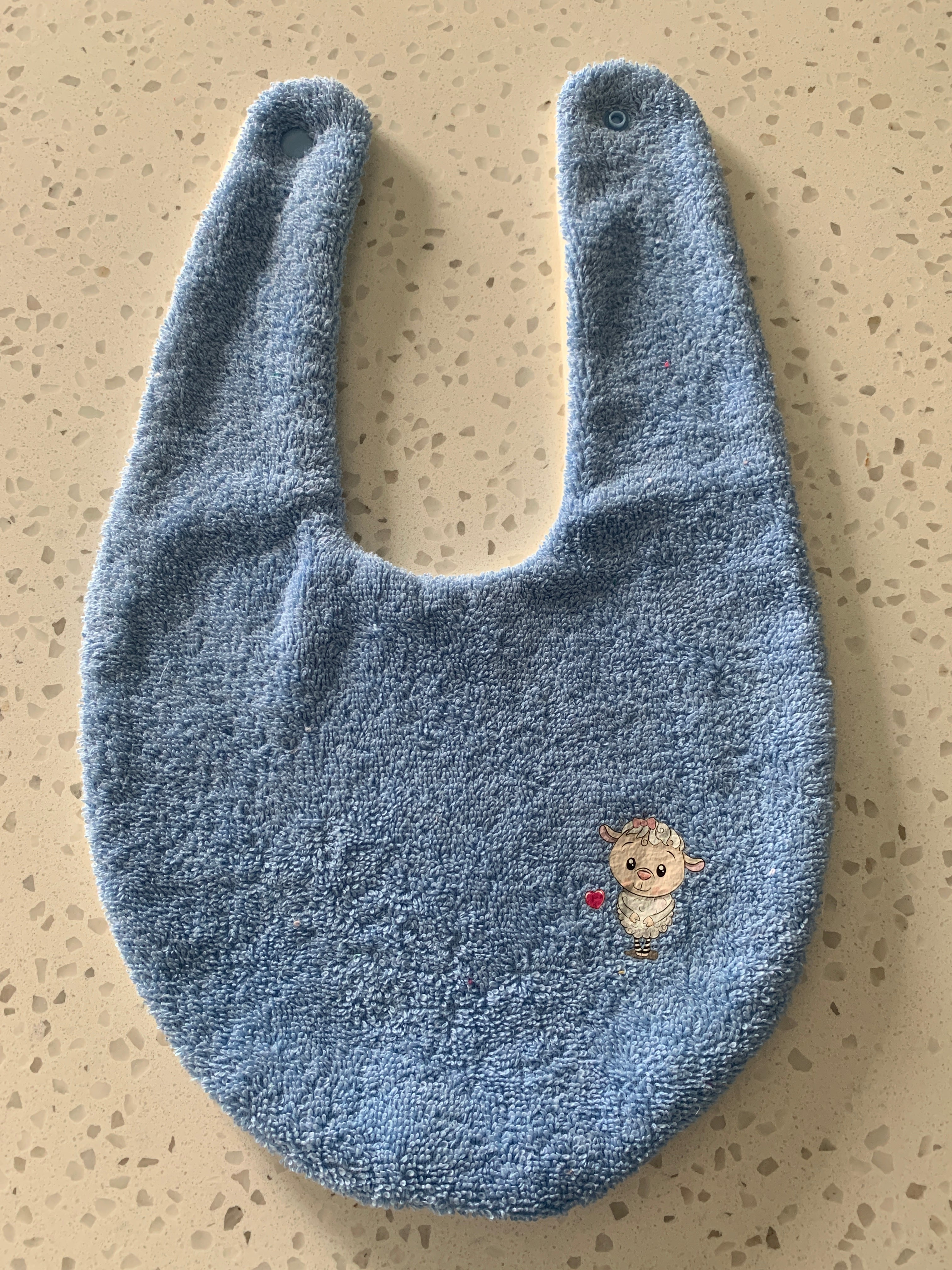 Baby Bandana Bib - Blue Lamb Embroidery