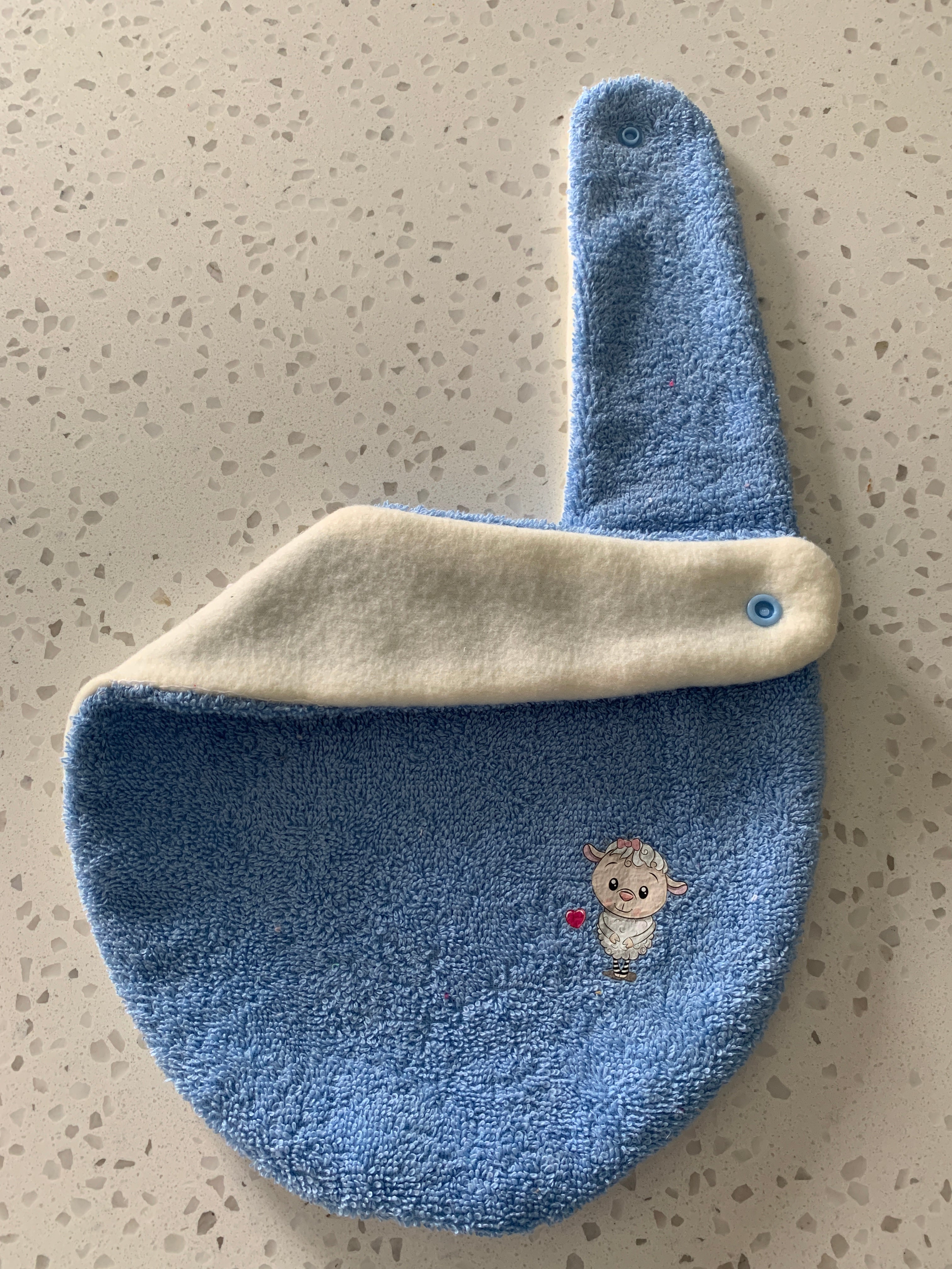 Baby Bandana Bib - Blue Lamb Embroidery