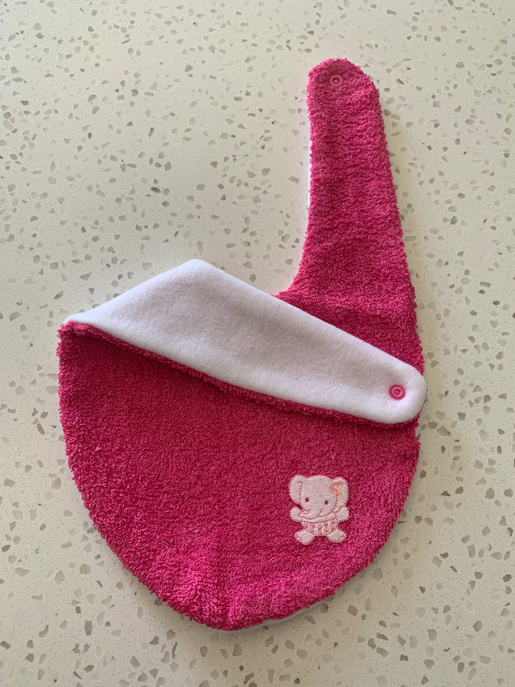 Baby Bandana Bib - Hot Pink Elephant Embroidery