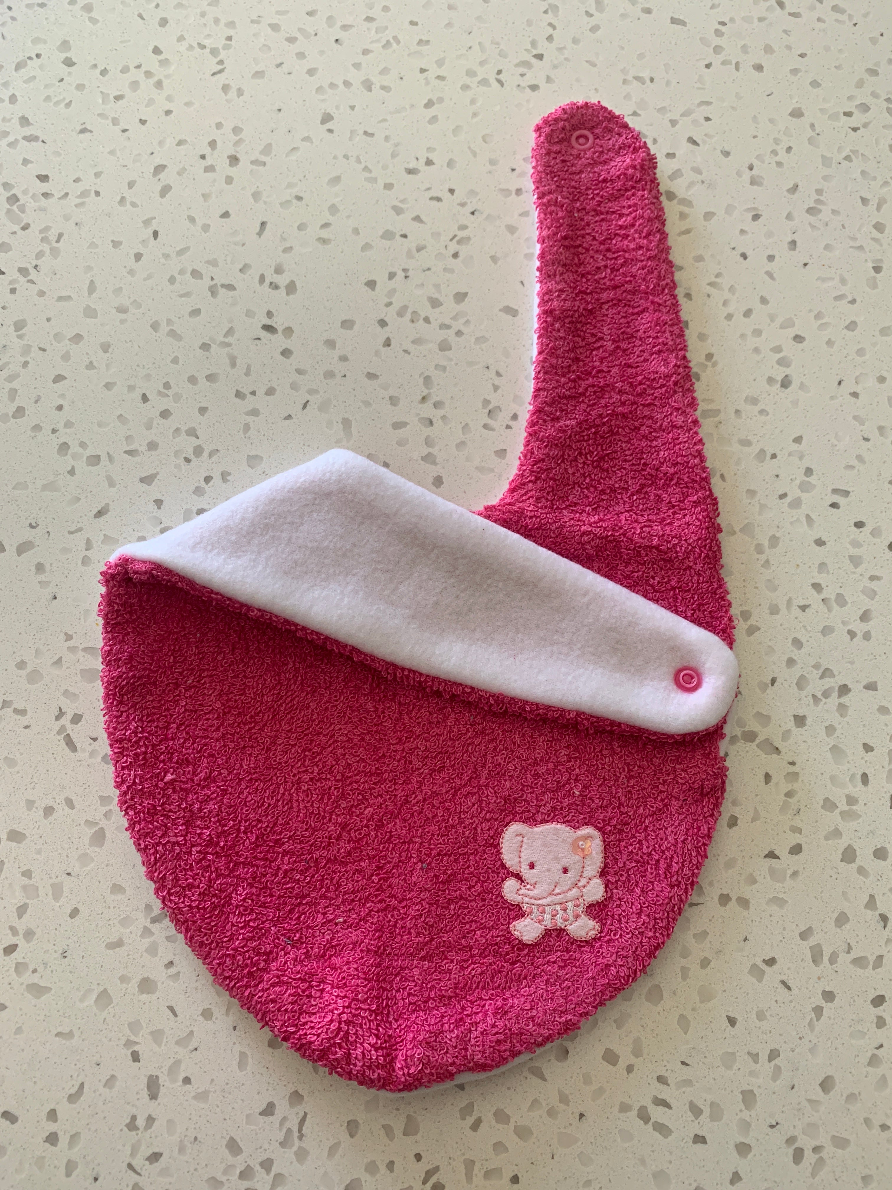 Baby Bandana Bib - Hot Pink Elephant Embroidery