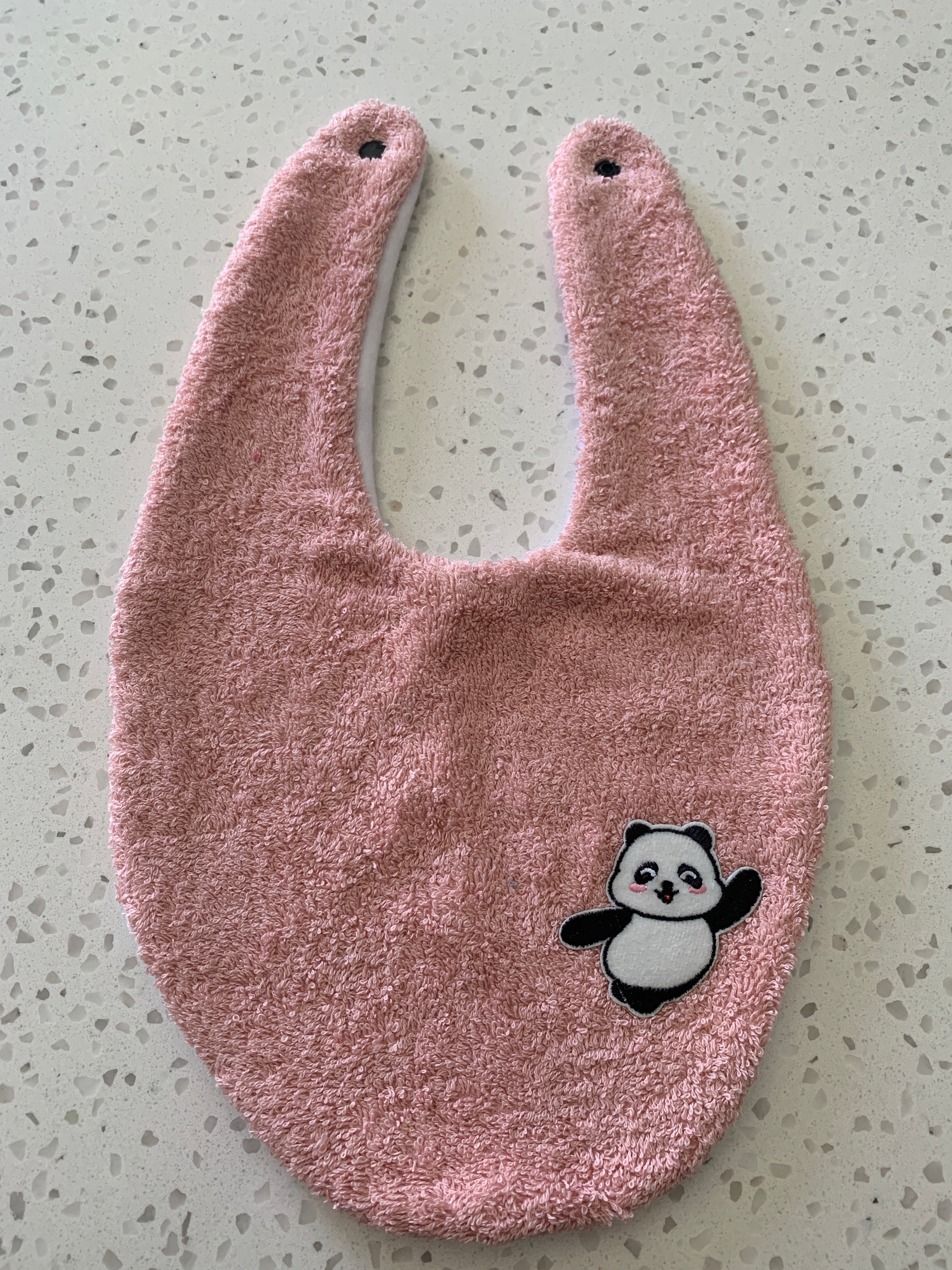 Baby Bandana Bib - Blush Pink Panda Embroidery