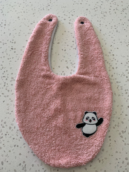 Baby Bandana Bib - Blush Pink Panda Embroidery