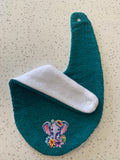 Baby Bandana Bib - Teal Floral Elephant Embroidery