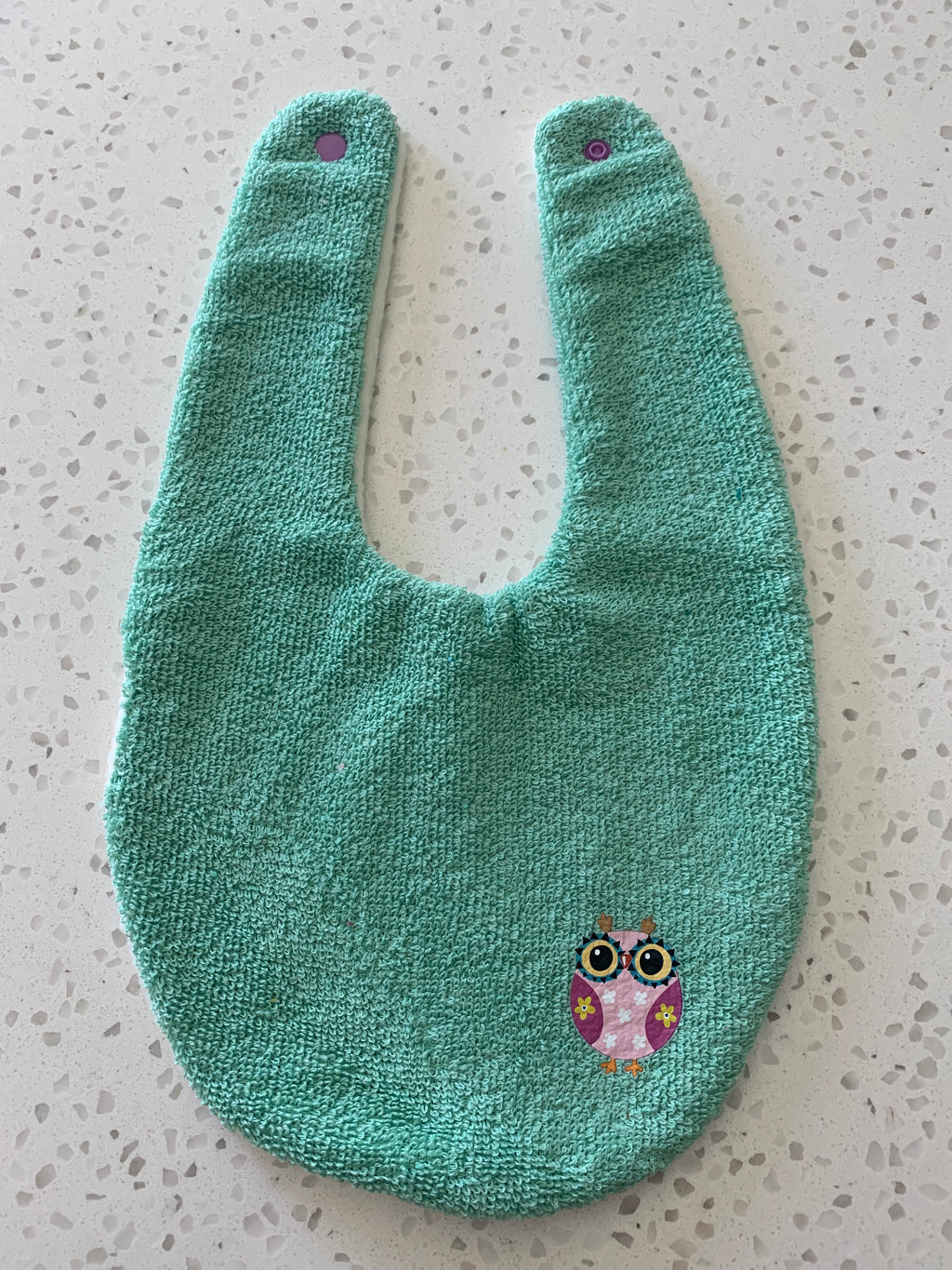 Baby Bandana Bib - Mint Green Floral Owl Embroidery