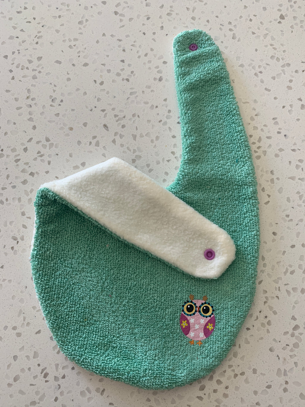 Baby Bandana Bib - Mint Green Floral Owl Embroidery