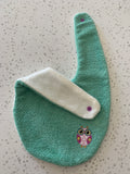 Baby Bandana Bib - Mint Green Floral Owl Embroidery