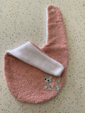 Baby Bandana Bib - Dusty Rose Kitten Embroidery